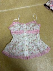 11 Pc Vintage Y2K Coquette Floral Cami Tops - Pink..
