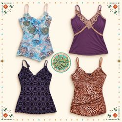 Y2K Lace & Animal Print Cami Tops Mix :10pcs B23