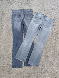 ***Y2K Wide Flare Embroidered Jeans