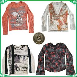 ✨ Women's Y2K Printed Blouses & Long Sleeve Tops B..