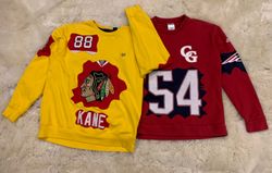 Upcycled Sports Jersey Graphic Crewneck Sweatshirt..