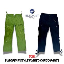 Y2K European Style Flared Cargo Pants - EV0180