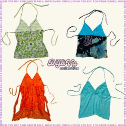 Upcycled Y2K Backless Halter Tops
