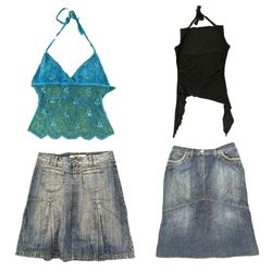 Y2k Denim Skirts and Camisole Tops RE-3904