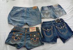 CR11032 Upcycled Mix-Branded Mini Denim Shorts