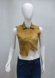 CR2233 UPCYCLED CARHARTT ASYMMETRIC POCKET CROP VE..
