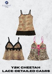 Y2K Cheetah Lace-Detailed Camis - EV2406