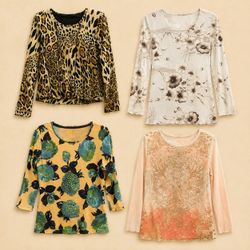 Y2K Boho Wildflower Long Sleeves Mesh Tops