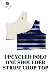UPCYCLED Polo One Shoulder Stripe Crop Tops - EVR0..