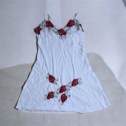 Th505 Vintage Silk Embroidered Cami Slip Dress Fem..