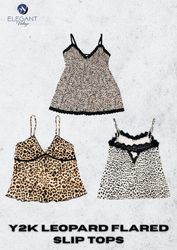 Y2K Leopard Flared Slip Tops - EV2404