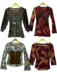 Vintage Y2K Printed & Statement Long-Sleeve Blouse..