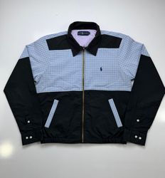 Upcycled Polo Harrington Jacket – Black & Blue Che..