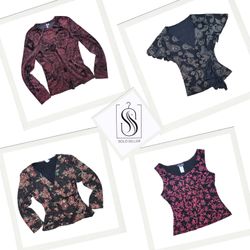 Y2K 90s Floral Print Mix Tops