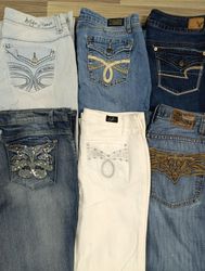 HD1589 Ladies Y2K Embellished Flared Jeans