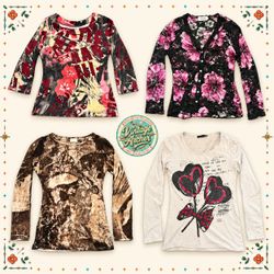 Y2K Graphic & Floral Long Sleeve Tops Mix :10pcs B..