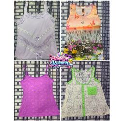 Y2K Vintage Lace & Butterfly Print Cami Bundle | V..