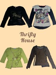 Y2K Graphic Long Sleeve Top Mix(TH/616)
