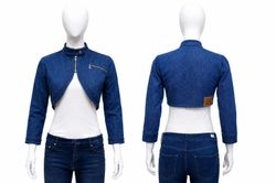CR2010 UPCYCLED DENIM MOTO BOLERO JACKET