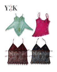Vintage Sheer Beaded Y2K Cami (Yv-743)