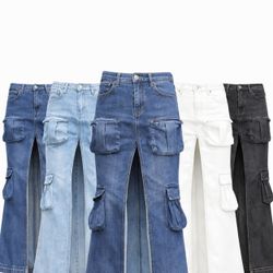 CR2032 Upcycled Utility Split Denim Skir..