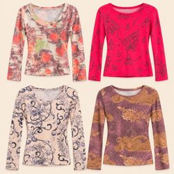 Y2K Whimsical & Ornate Print Long Sleeve Tops