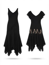 (FV-2058) Y2K Black Aesthetic Party wear Details D..