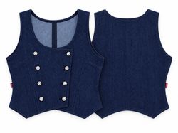 CR02322 Upcycled Levi's Double-Breasted Denim Vest