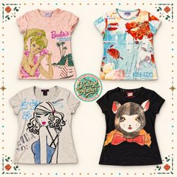 Retro Pop Art Graphic Short Sleeve Tops :8pcs (M3)