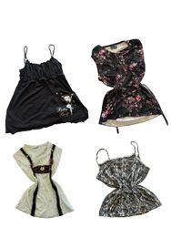 Y2K Black Pink Floral Print Strappy Camisoles-ST-2..