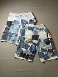 Upcycled Denim Patchwork Jorts / Shorts