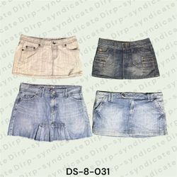 Y2K Denim Mini Skirt | Low Rise Vintage Wash (DS-8..