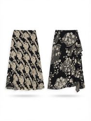 (FV-2175)     Black Floral Skirts – Women’s Printe..