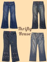 Y2K Blue Denim Flare Jeans(TH/835)