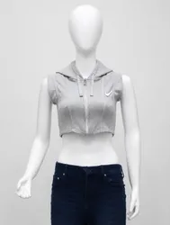 CR2204 UPCYCLED NIKE CORSET CROP HOODIE VEST