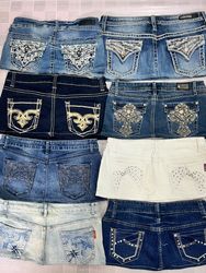 R783 Upcycled Ladies Embellished Mini Skirt