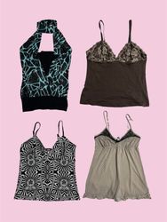 Y2K Printed and Lace Trim Camisole Tops(TM108)