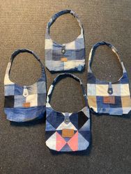 Denim Upcycled Patchwork Shoulder Bags Serial -000..