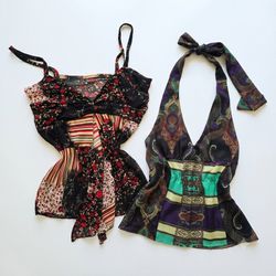 Upcycled Y2K Halter and Babydoll Fairy Top