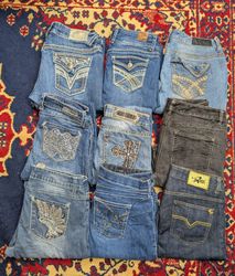 Y2K Embroidered Embellished Flared jeans