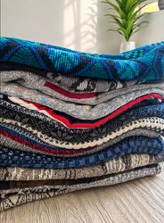 Vintage Patterned Round Neck Knitwear Sweaters