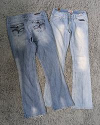 ***Y2K Embroidered Flare Jeans Mixed Rise