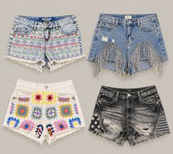 Embellished Denim Shorts