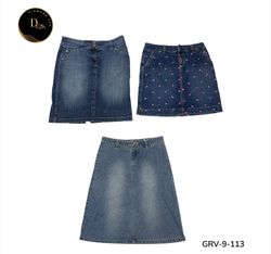 Women’s Vintage Denim Midi Skirt – Premium Retro W..