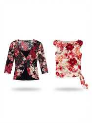 (FV-2380) Y2K Vintage Floral Tops| Retro Femme Who..
