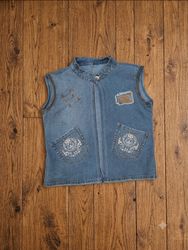 Upcycle Boho Western Denim Vest / Sleeveless Jean ..