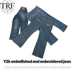 Y2k embellished and embroidered jeans #138
