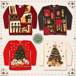 Vintage Heavy Knit Novelty Xmas Jumpers: 10pcs (CM..