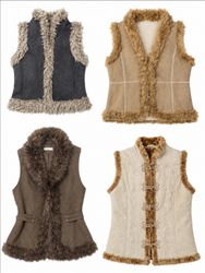 Vintage Y2K Fur Trimmed Sleeveless Vests