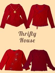 Y2K Ruby Red Tops Collection(TH/724)